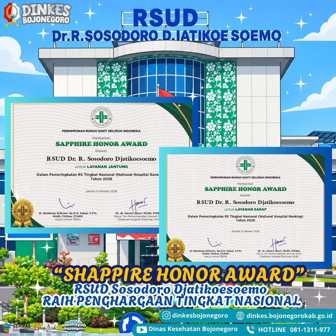 Selamat dan Sukses! atas diraihnya penghargaan Sapphire Honor Award oleh RSUD Dr R. Sosodoro Djatikoesoemo