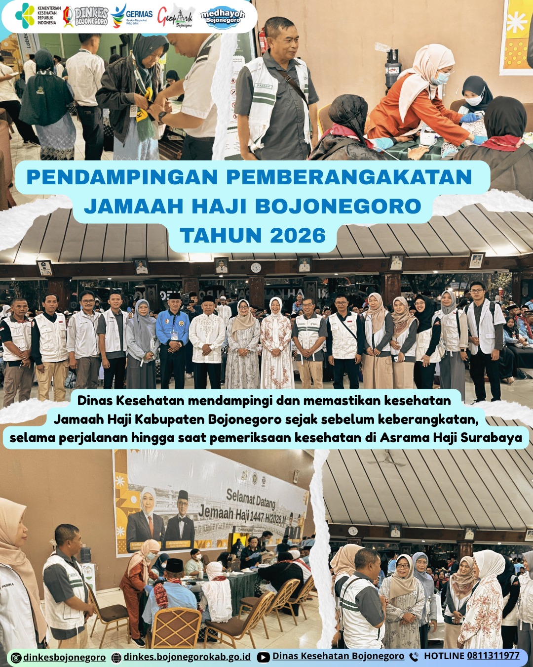 Dinkes Bojonegoro Kawal Kesehatan Calon Jamaah Haji Kloter 37-42 Menuju Asrama Haji Sukolilo