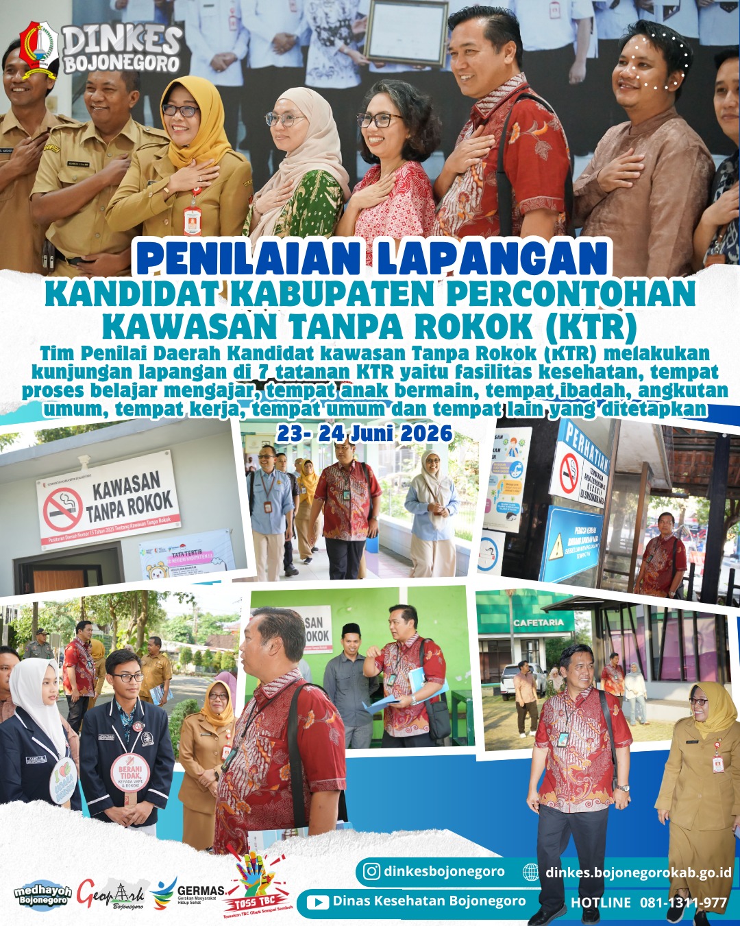 Penilaian Lapangan dalam Rangka Penilaian Kandidat Kabupaten Percontohan Kawasan Tanpa Rokok (KTR)