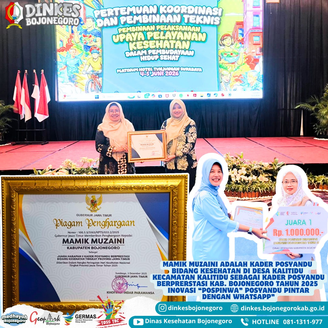 Mamik Muzaini Raih Penghargaan Kader Posyandu Berprestasi Bidang Kesehatan Tk. Jawa Timur Tahun 2025