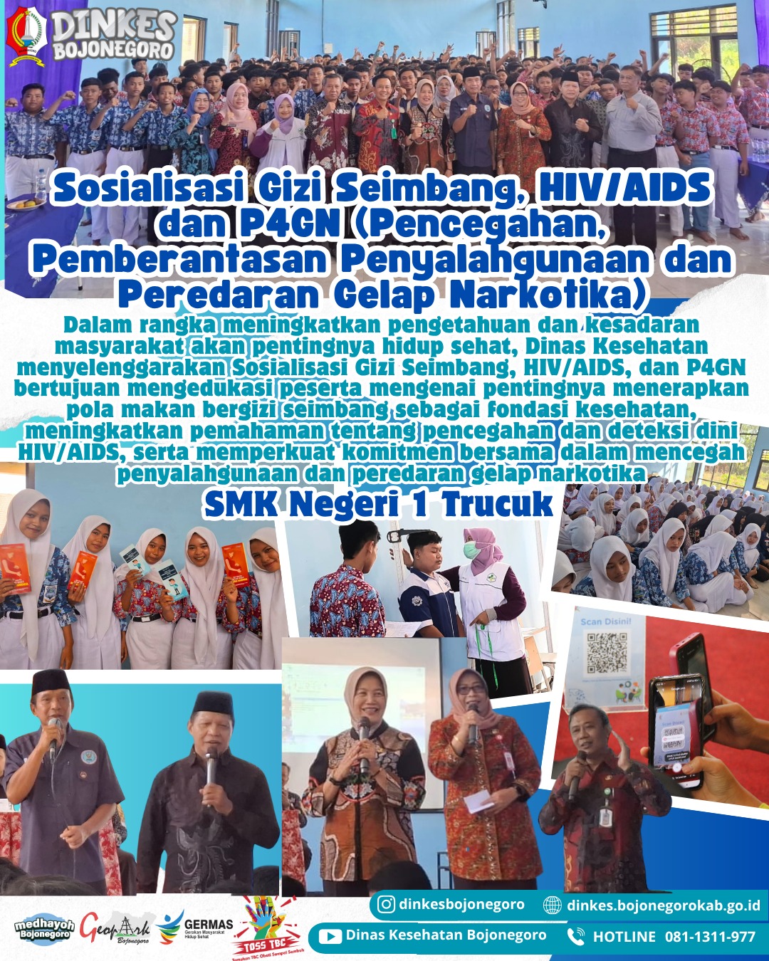 Sosialisasi Gizi Seimbang, HIV/AIDS, dan P4GN di SMKN 1 Trucuk