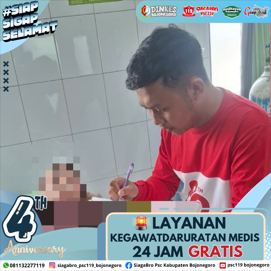 🔰 *LAPORAN KEJADIAN KEGAWATDARURATAN MEDIS PRA RUMAH SAKIT SIAGA BRO PSC 119 KAB. BOJONEGORO* 🔰