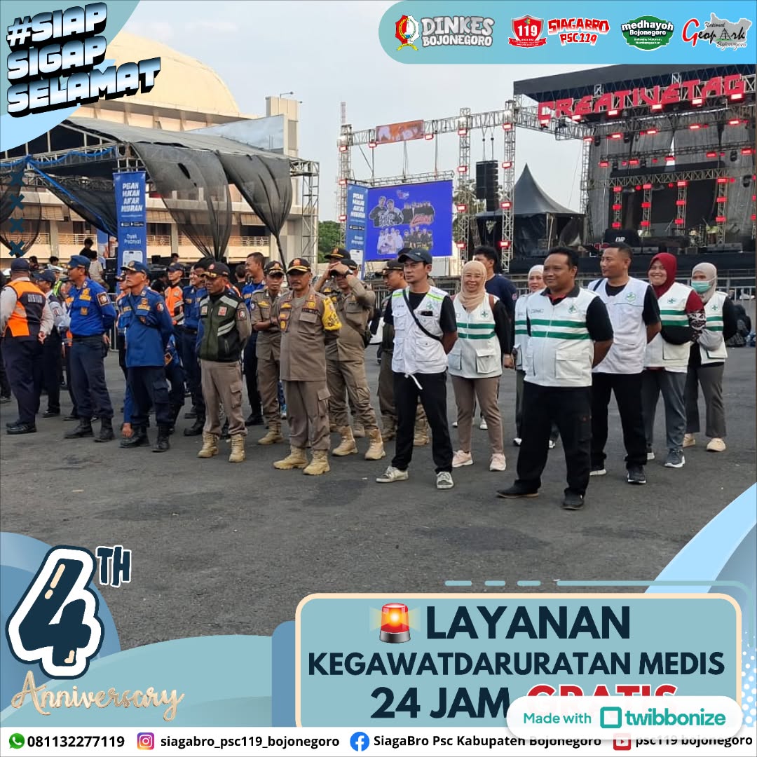 🔰Melaporkan Giat Kegiatan P3K SIAGA BRO PSC 119 🔰P3K Tago Musik Festival Bojonegoro