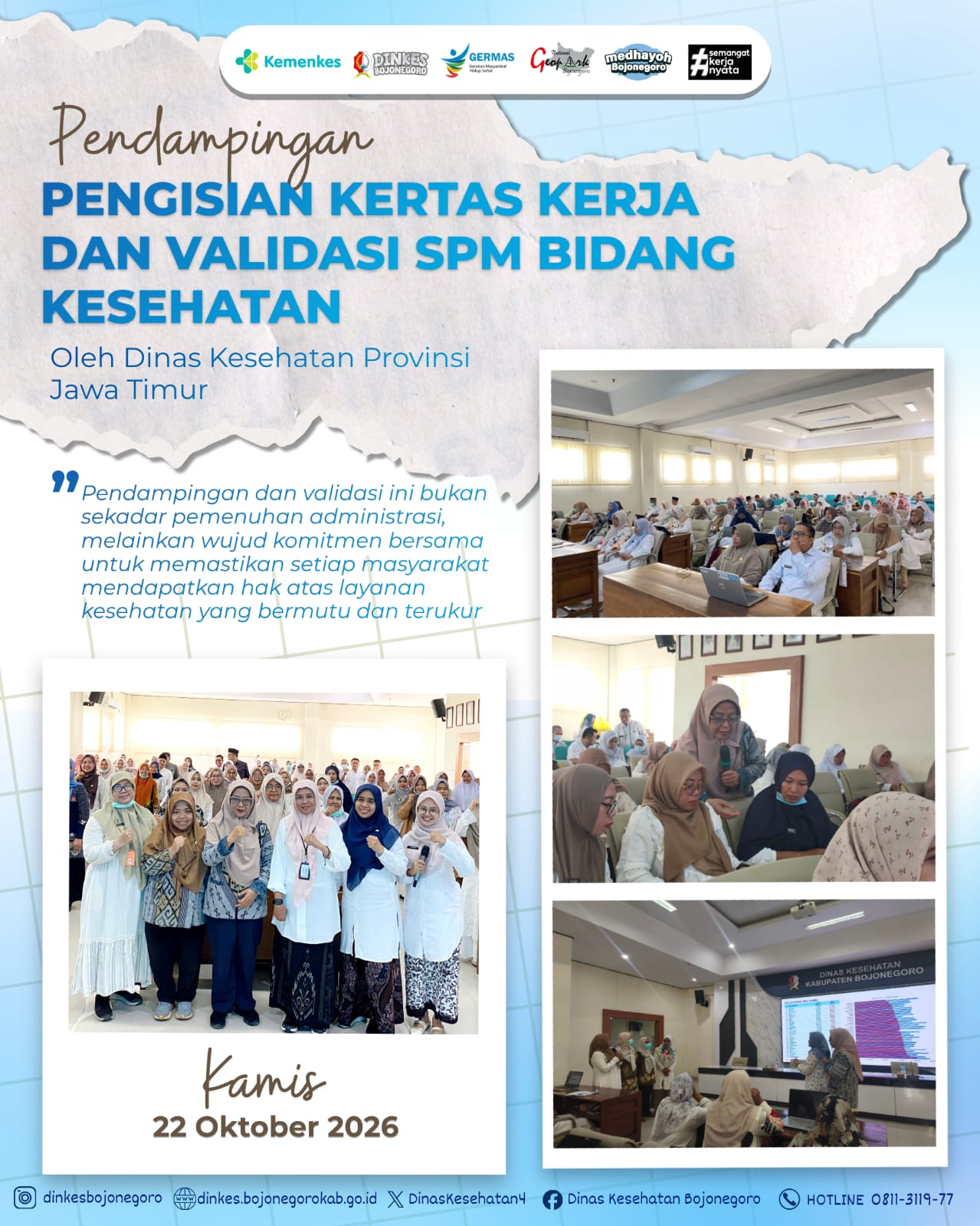 Dinkes Bojonegoro Fasilitasi Pendampingan dan Validasi Capaian SPM Kesehatan 2026